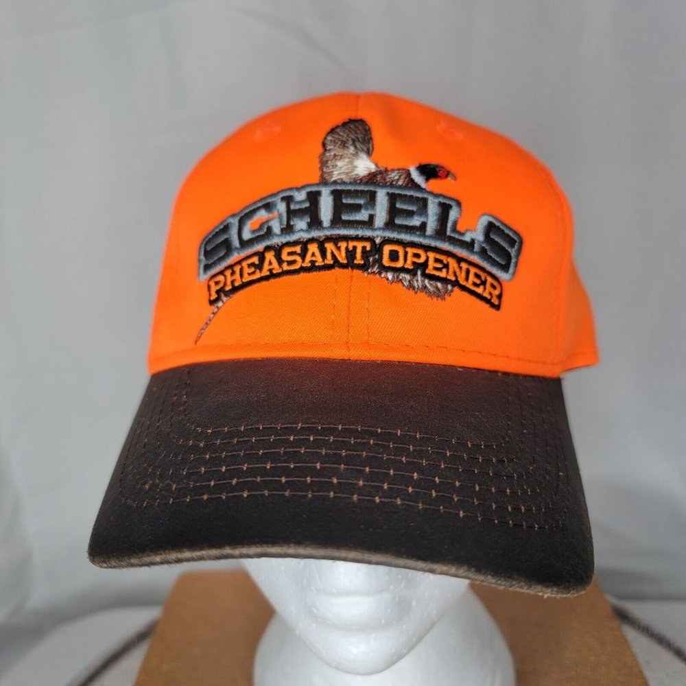 Scheels Pheasant Opener Cap Hat Strapback Polyester  Neon Orange